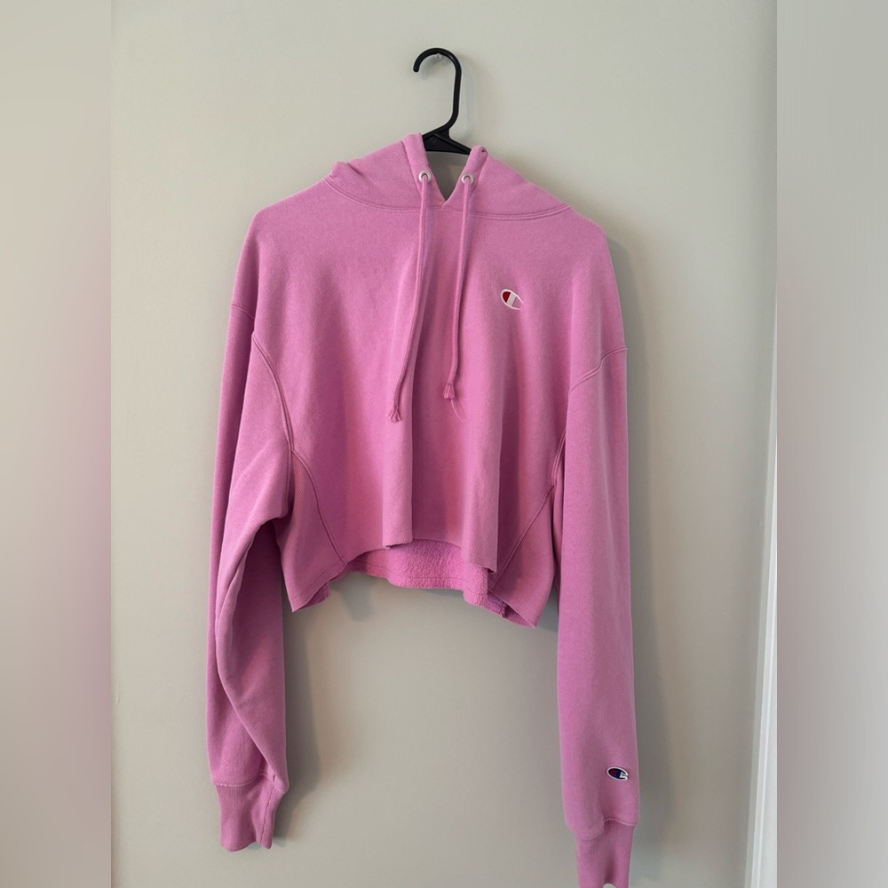 Brand: champion. Type: cropped hoodie. Color: pick. Size: Large.